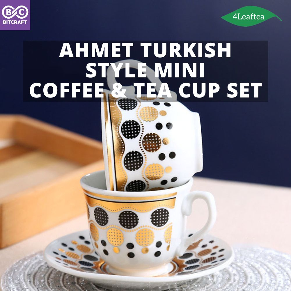 Ahmet Turkish Style Mini Ceramic Coffee And Tea Cup Set With Saucer Plate Set Cawan Teh Dan Kopi 1063