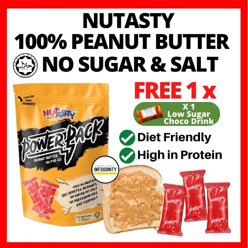 NUTASTY POWERPACK Nutasty Peanut Butter No Sugar and Salt Keto Peanut