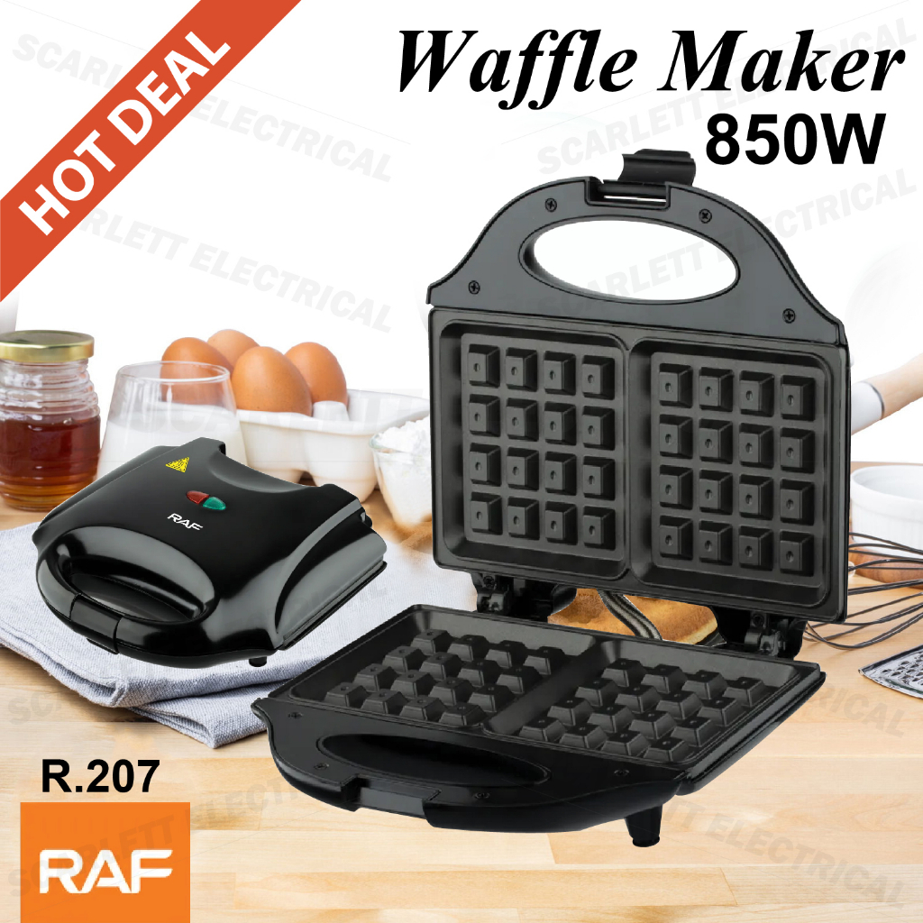 RAF Waffle Maker Panini Press 850W Non Stick Coated Double Side Breakfast Machine / Mesin Pembuat Wafer