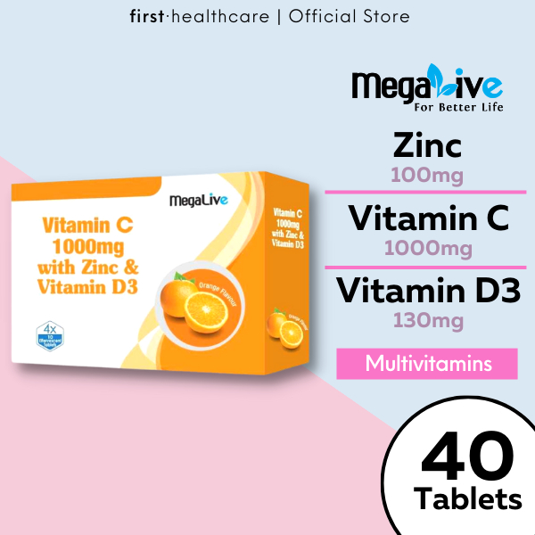 [READY STOCK!] Megalive Vitamin C Effervescent Tablets with Zinc Vitamin D3 for Immunity Cold