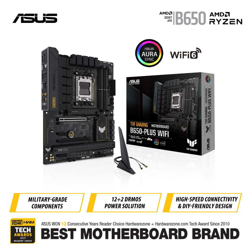 ASUS TUF GAMING B650-PLUS WIFI AMD B650 ATX Motherboard, DDR5, Supports ...