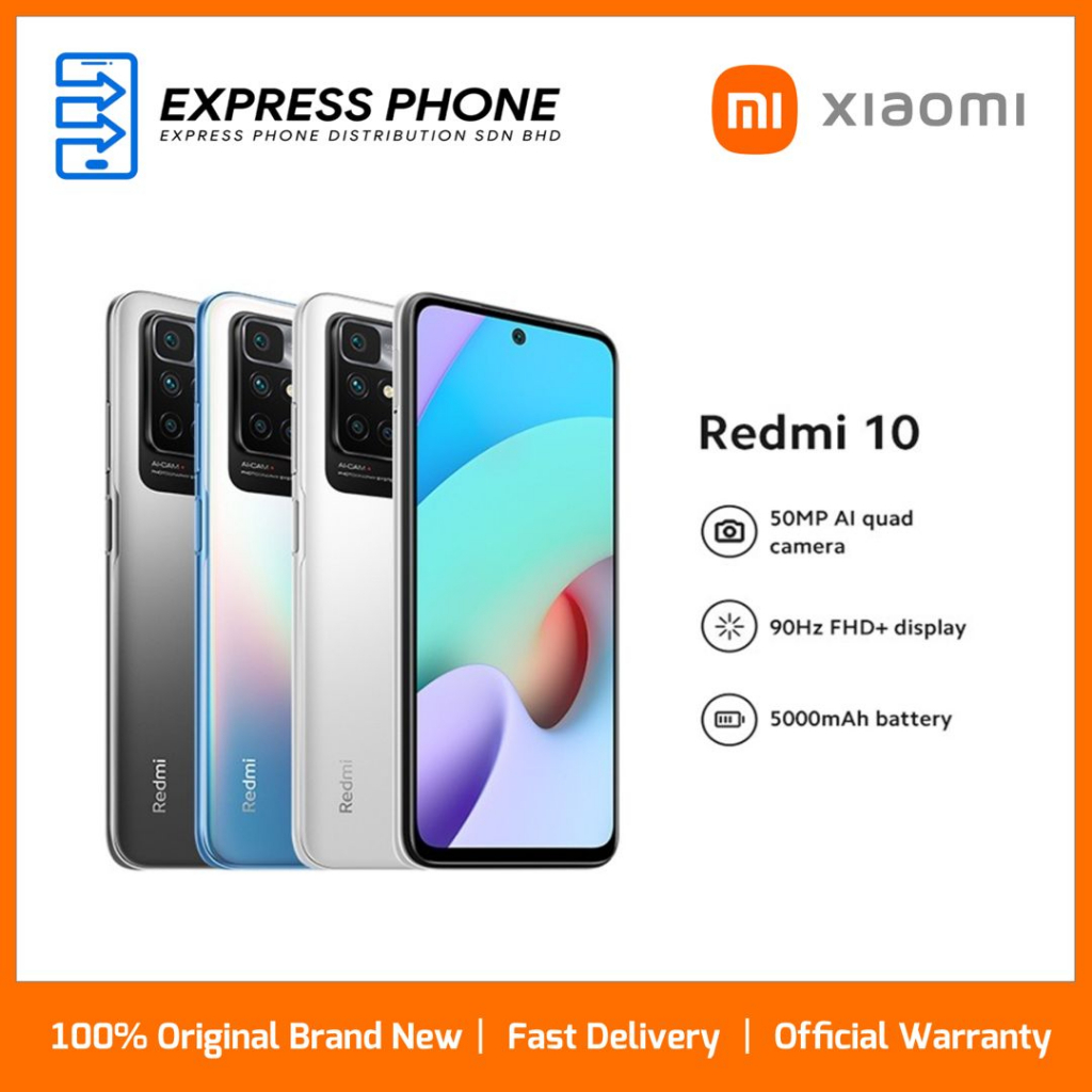 Xiaomi Redmi 10 Smartphone – 4GB+64GB, 50MP Quad-Kamera, 6.5" FHD+ Display, Helio G88, Carbon Grau