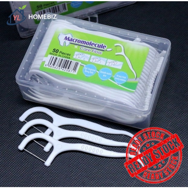 50 pcs (Box) Dental Floss Stick Dental Floss Interdental Cleaning floss