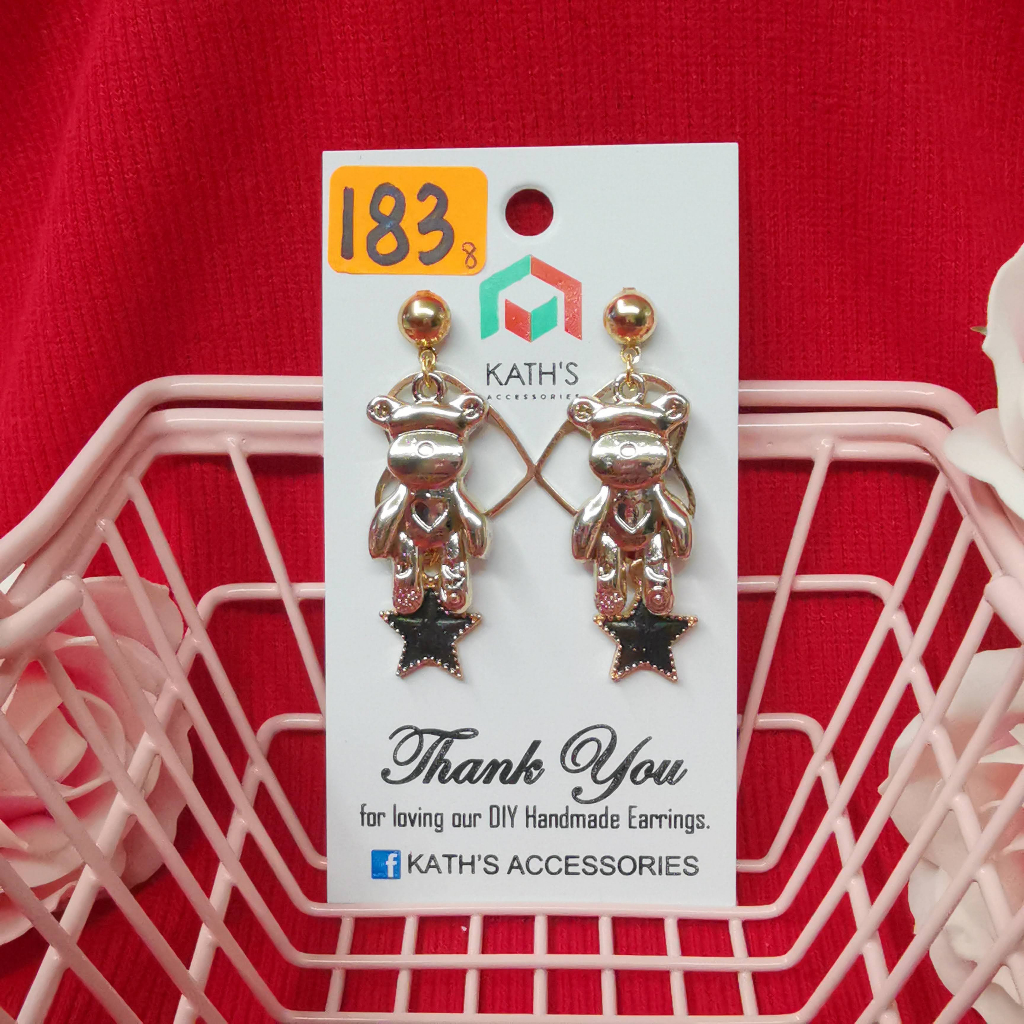 [KATH'S ACCESSORIES] HANDMADE EARRING BEARBRICK BLUE STAR WITH LOVE CUTE UNIQUE FASHION DANGLING EARRINGS