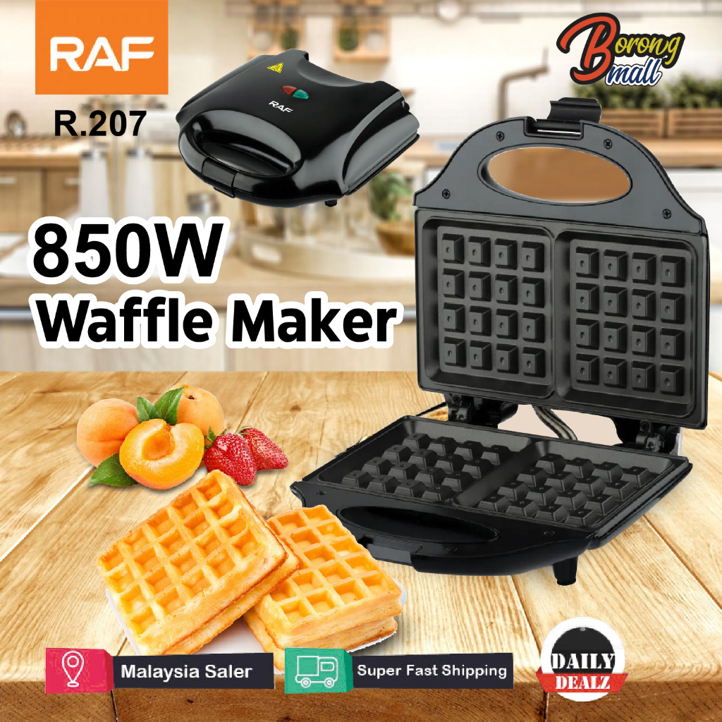 RAF Waffle Maker Panini Press 850W Non Stick Coated Double Side Breakfast Machine / Mesin Pembuat Wafer