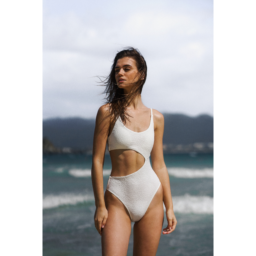 NOTO Ella [TA044] - White Sustainable One-Piece Malaysia 2024 Latest Summer Sexy Swimwear Malaysia