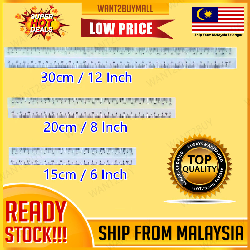 ?? 15cm 20cm 30cm Plastic Straight Ruler Student Flexible Stationery Alat Tuli Office Bendable Soft Pembaris Plastik 塑胶尺