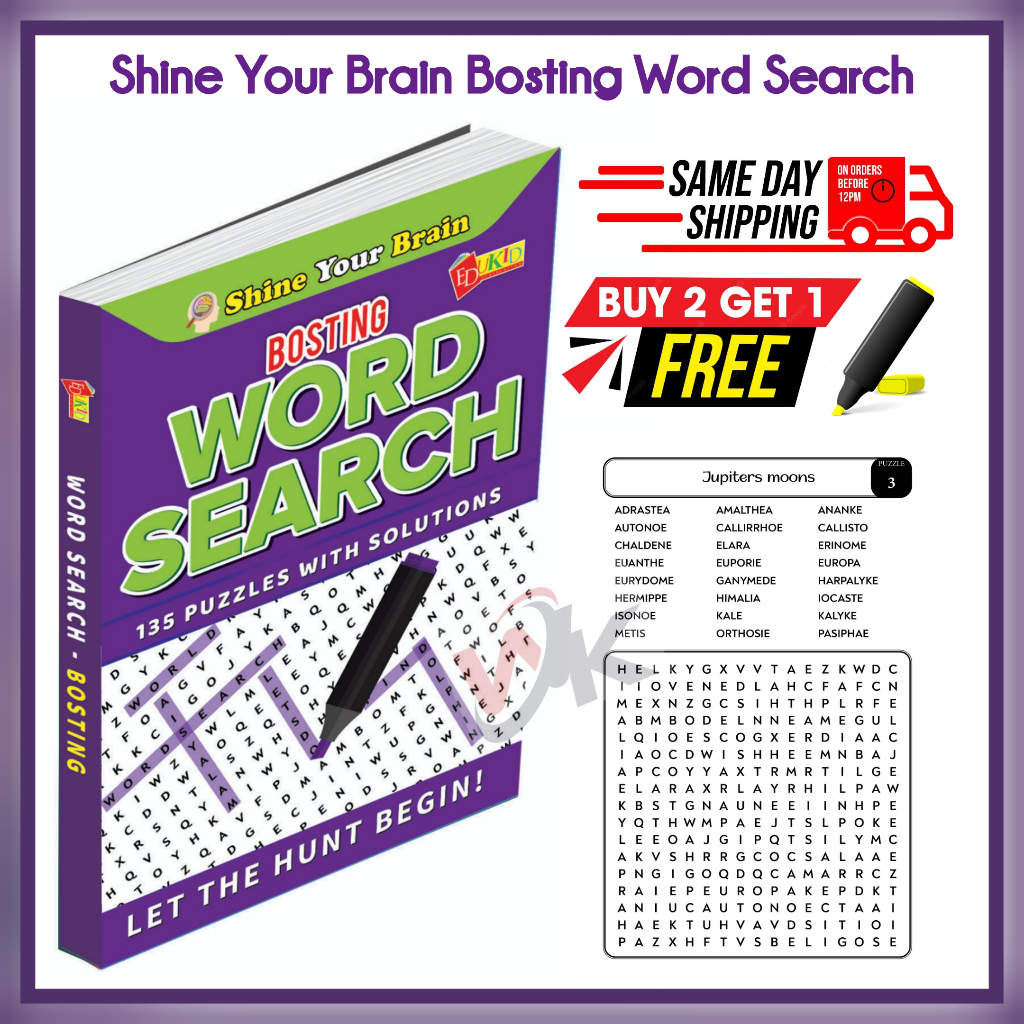 Shine Your Brain Bosting Word Search | Buku Puzzle | Kids Activity | Word Game | Word Puzzle