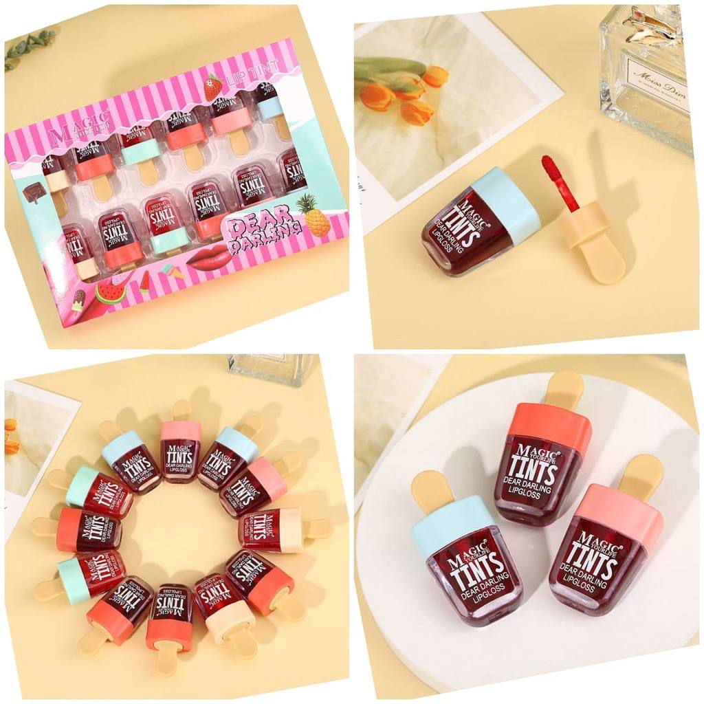 F5pcs/set Korean Style Cute Ice Cream Lip Tint Makeup Liquid aterproof Lasting Lipgloss