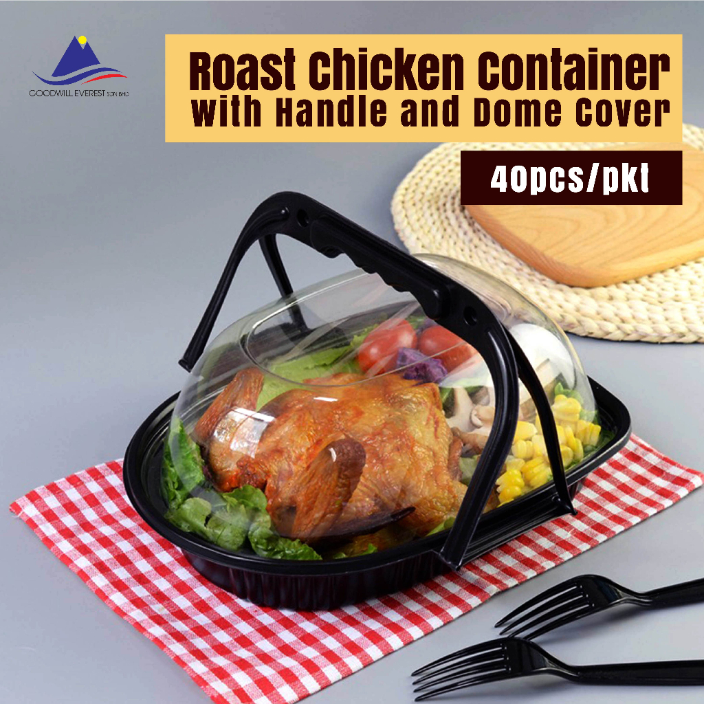 Roast Chicken Container / Disposable Plastic Container with Handle and