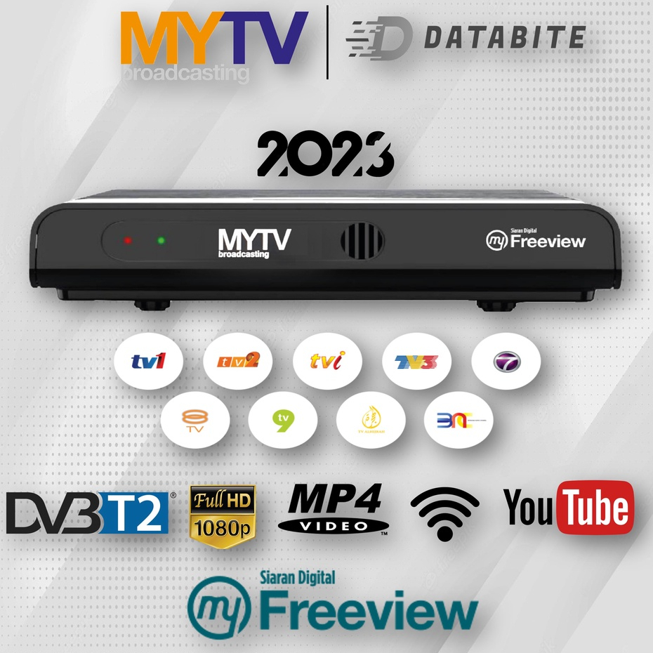 MyTv Decoder Original SIRIM & MCMC DVBT2 MyTv Dekoder HDMI RCA 1080p FHD Tv Decoder Receiver Antena MyTv Decoder Antenna