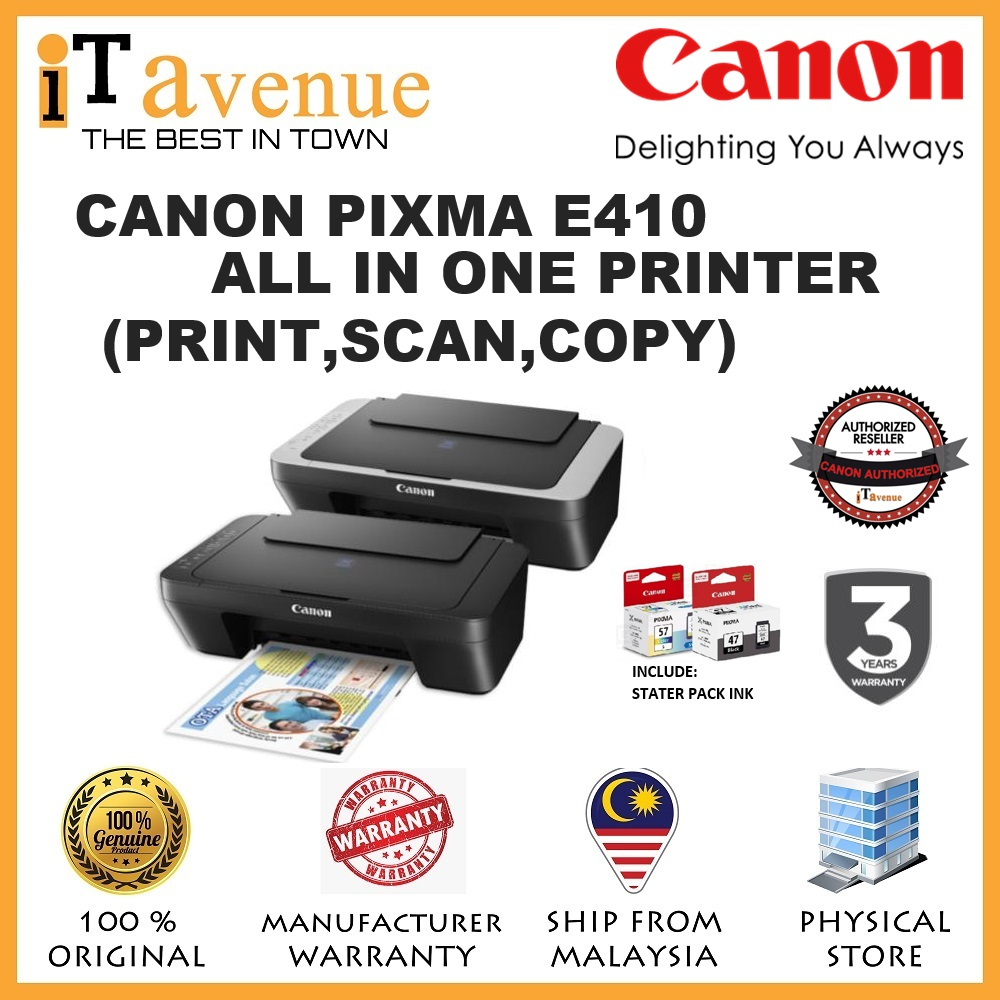 CANON PIXMA E410 INK EFFICIENT AllInOne Printer (Print,Scan,Copy NonBorderless) Shopee