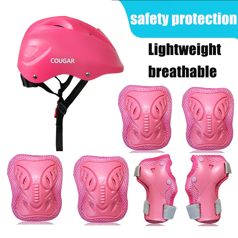 7pcs Set Kids Protective Gear Adujustable Helmet Protector Outdoor Sports Safety Children Gift