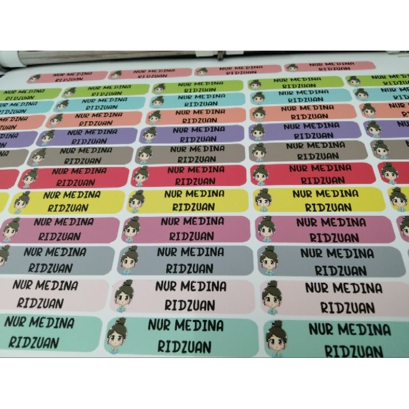60PCS WATERPROOF Sticker nama kartun budak sekolah/tadika kemas pasti