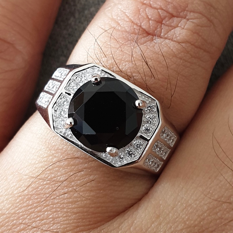 Men Ring Black Buggati Original 925 Sterling Silver Cincin Lelaki Nikah Kahwin