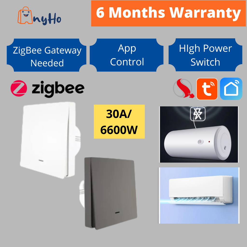 TUYA SMART WIFI / ZigBee 30A Water Heater Switch 6600W AirCond Switch (Neutral Wire Required) Voice Control Alexa