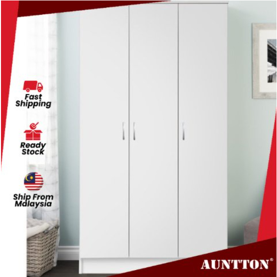 AUNTTON 3 Door Wardrobe Bedroom Wardrobe / Almari Baju / Almari Pakaian
