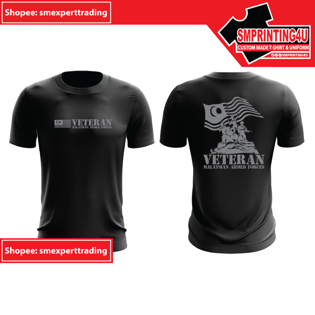 SM 041 Army Style T-Shirt Veteran ATM Microfiber Round Neck Color Black