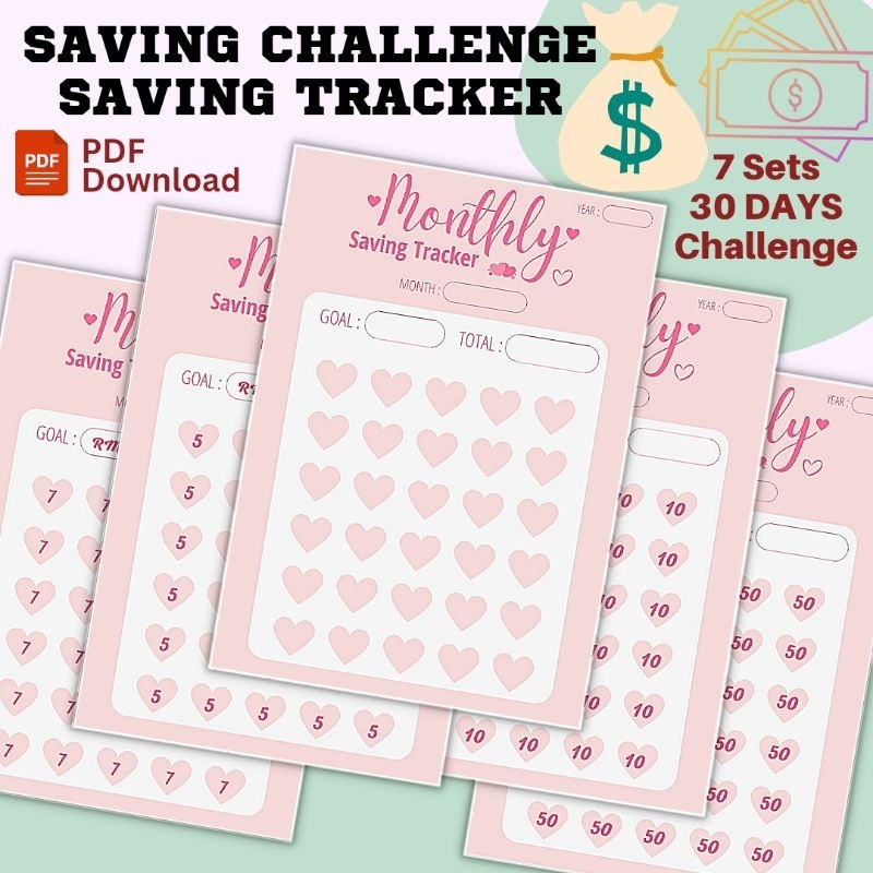 [PDF] SC 2 - 30 DAYS SAVING CHALLENGE (7 Sets) Financial Planner Income Expense Tracker