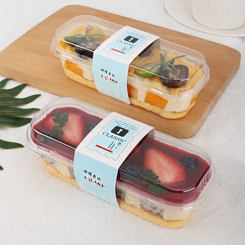 280ML Transparent Long Cake Box Ice Cream Fruit Cheesekut Boxes Mousse Pudding Tiramisu Packaging Box With Cover