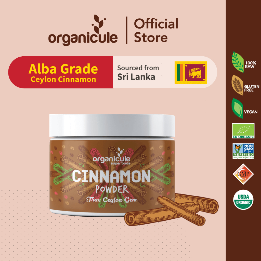 Organicule Ceylon Cinnamon Powder [100g] | Alba Grade | Anti-Diabetic | 100% Authentic | Sourced from Sri Lanka