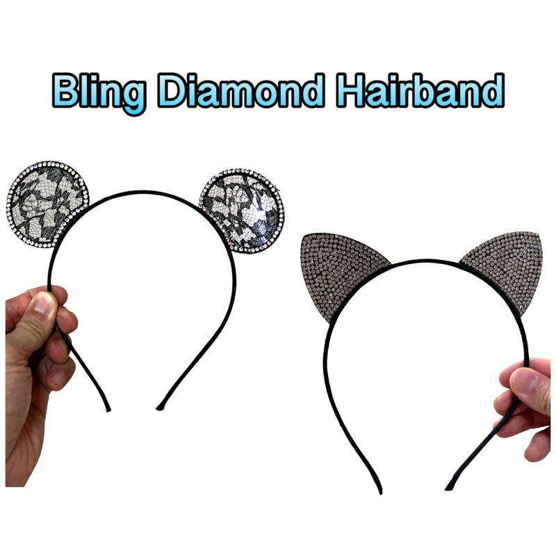 Tiktok Cute Bling Cat Diamond Hairband - IG Viral