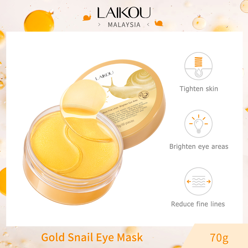 (Buy 1 get 1 FREE) LAIKOU Gold Snail Eye Mask 50pcs/70g Reduce Dark Circles Fine Lines Anti