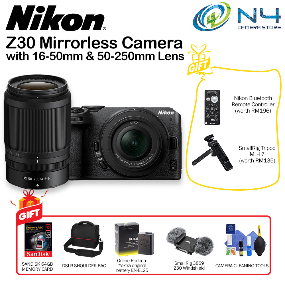 NIKON Z30 Mirrorless Camera NIKKOR Z DX Vlogger Essentials 1650mm / 18