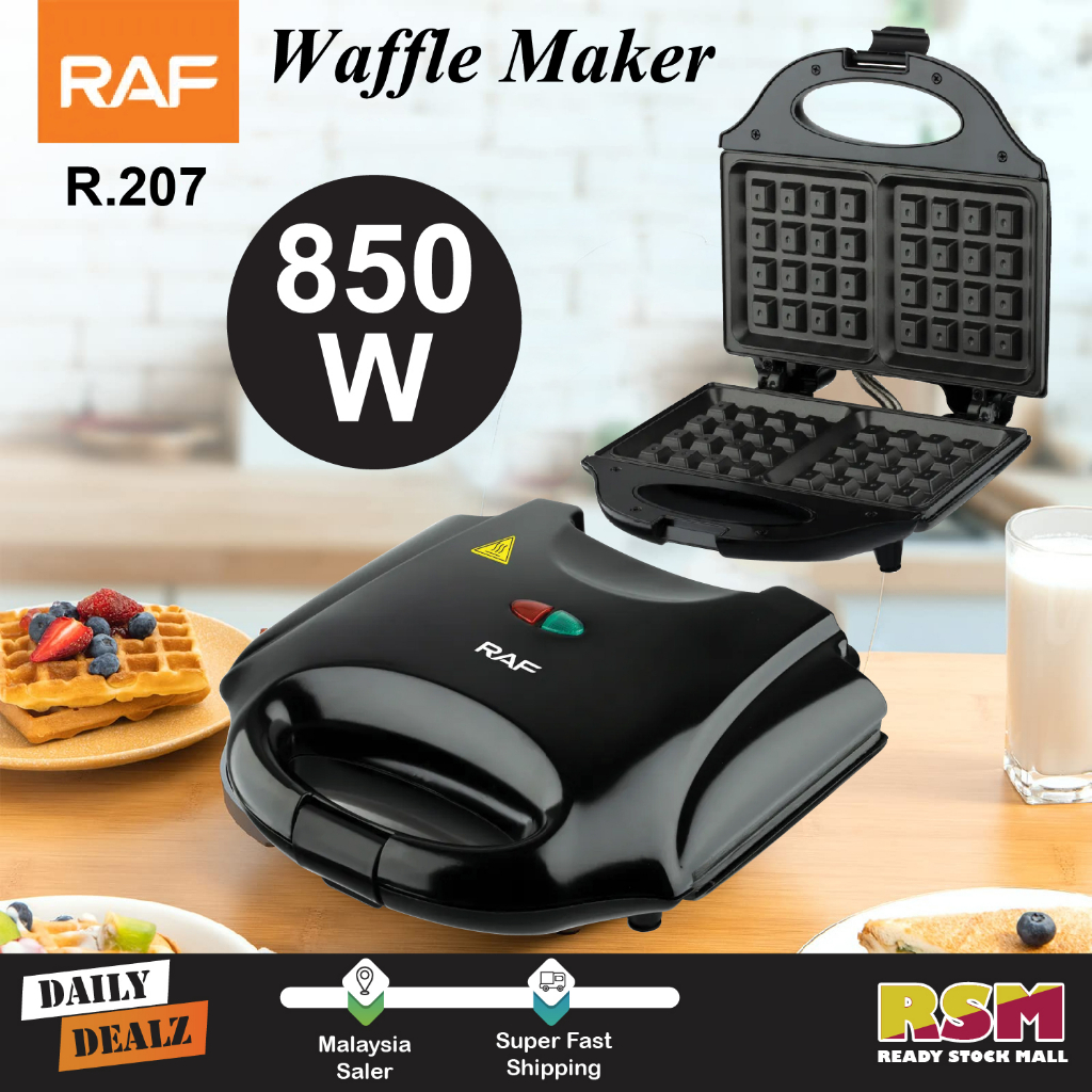 RAF Waffle Maker Panini Press 850W Non Stick Coated Double Side Breakfast Machine / Mesin Pembuat Wafer