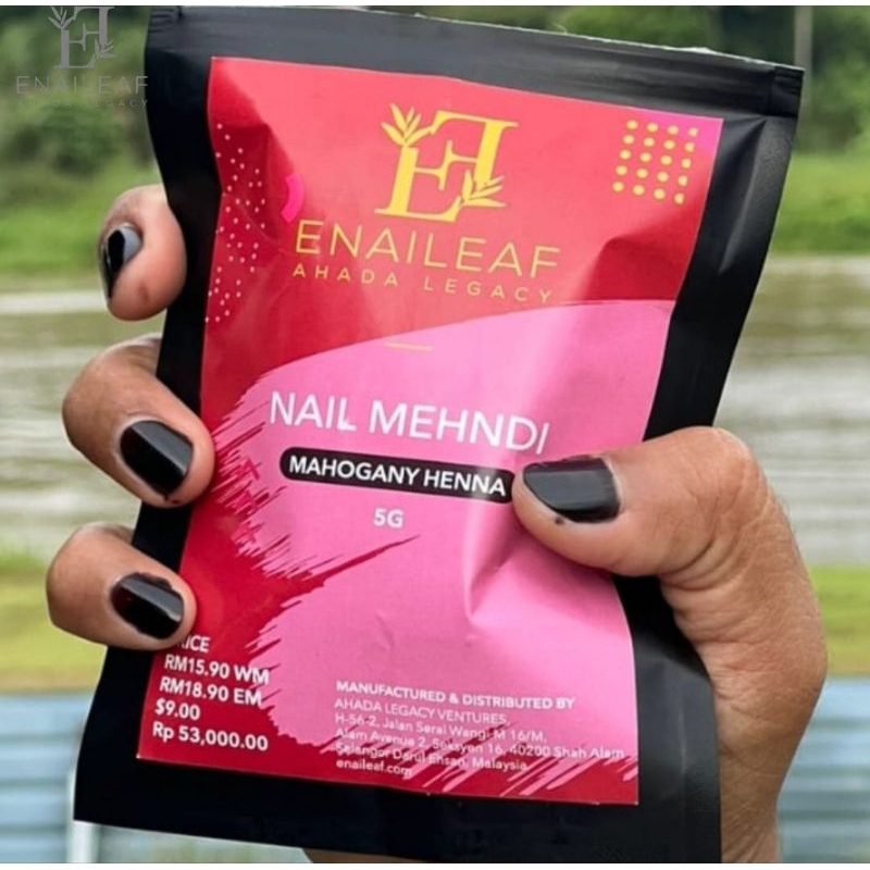 Enaileaf Nail Mehndi 3G Inai kuku Hitam Maroon Burgundy Enai Tak Luntur Tanpa Pewarna Tambahan Tahan Lama