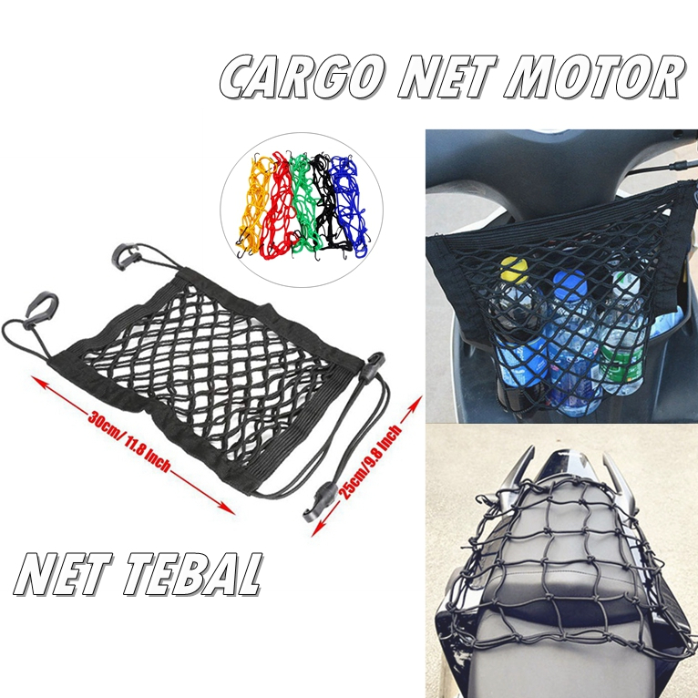 Motorcycle Luggage Net Hook Hold Bag Cargo Bike Scooter Mesh Fuel Tank