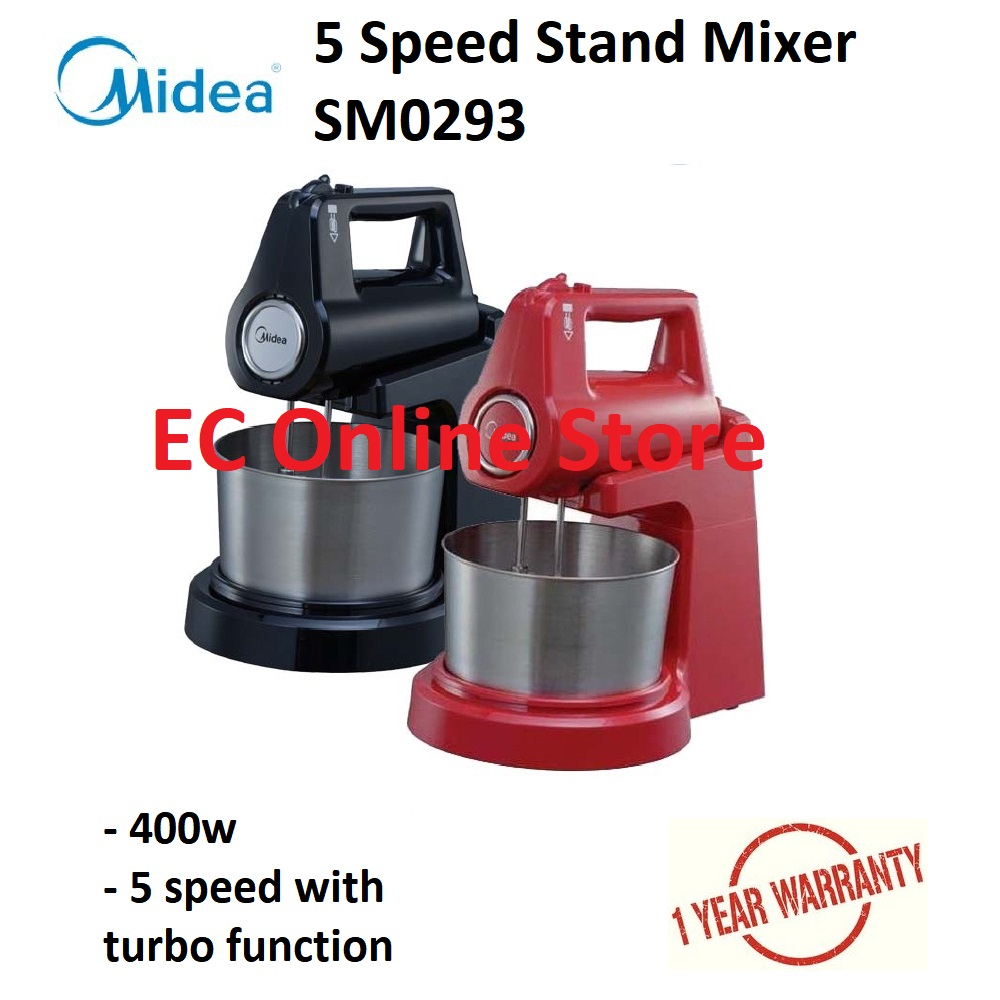 Midea Stand Mixer 2.5L 400W (Red/Black) SM0293 / SM0293-BK / SM0293BK / SM0293-R / SM0293R 台式打蛋机 Mesin Pengadun