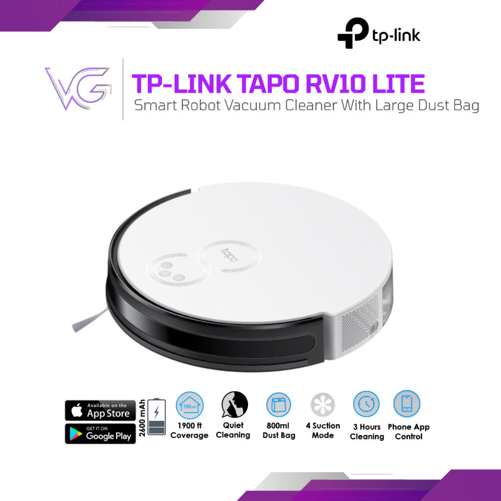 TPLink Tapo RV10 Lite Smart Robot Vacuum Cleaner With Large Dust Bag