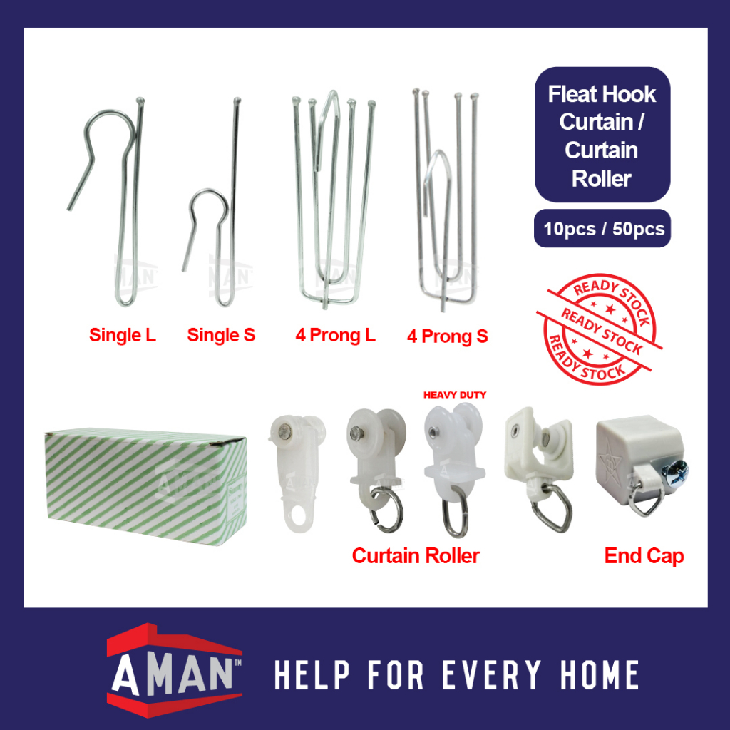 50PCS 10PCS CURTAIN PLEAT HOOK / Cangkuk Langsir METAL Besi Adjust Hook