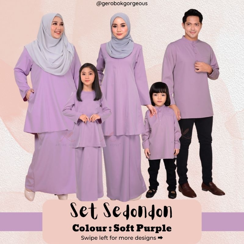 Baju Raya Sedondon Soft Purple Ungu Lilac Baju Kurung Baju Melayu Kurta ...