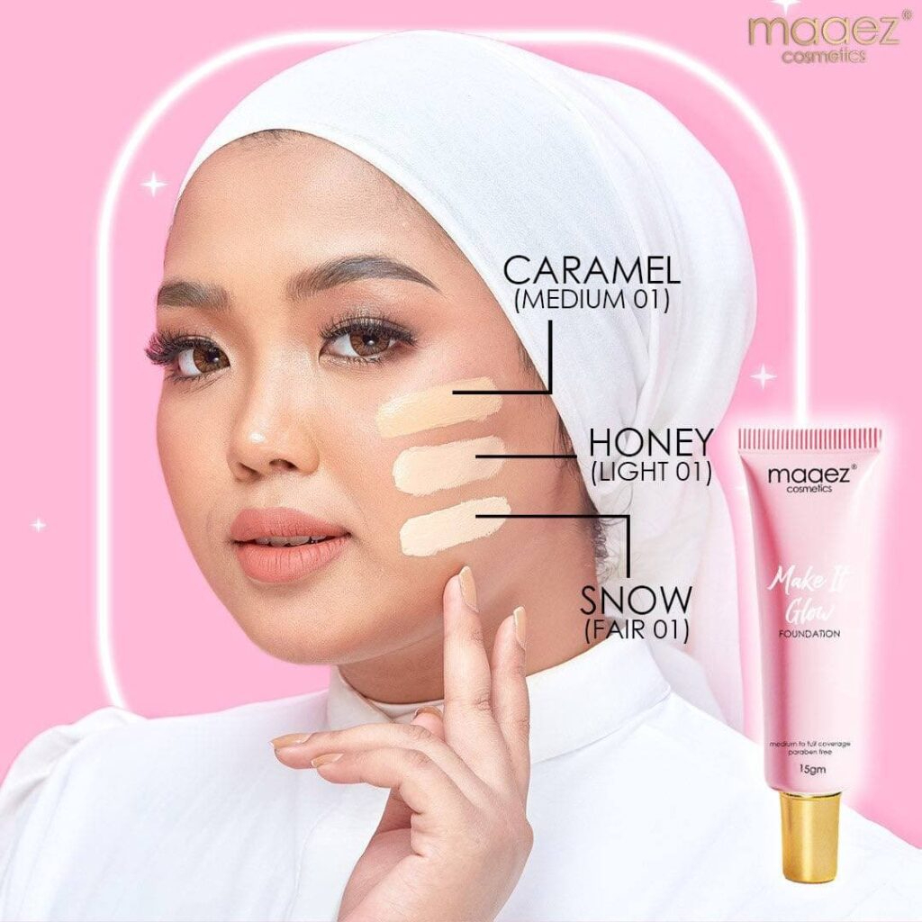 MAAEZ FOUNDATION Make It Glow Alas Bedak spf45 semi matte full coverage