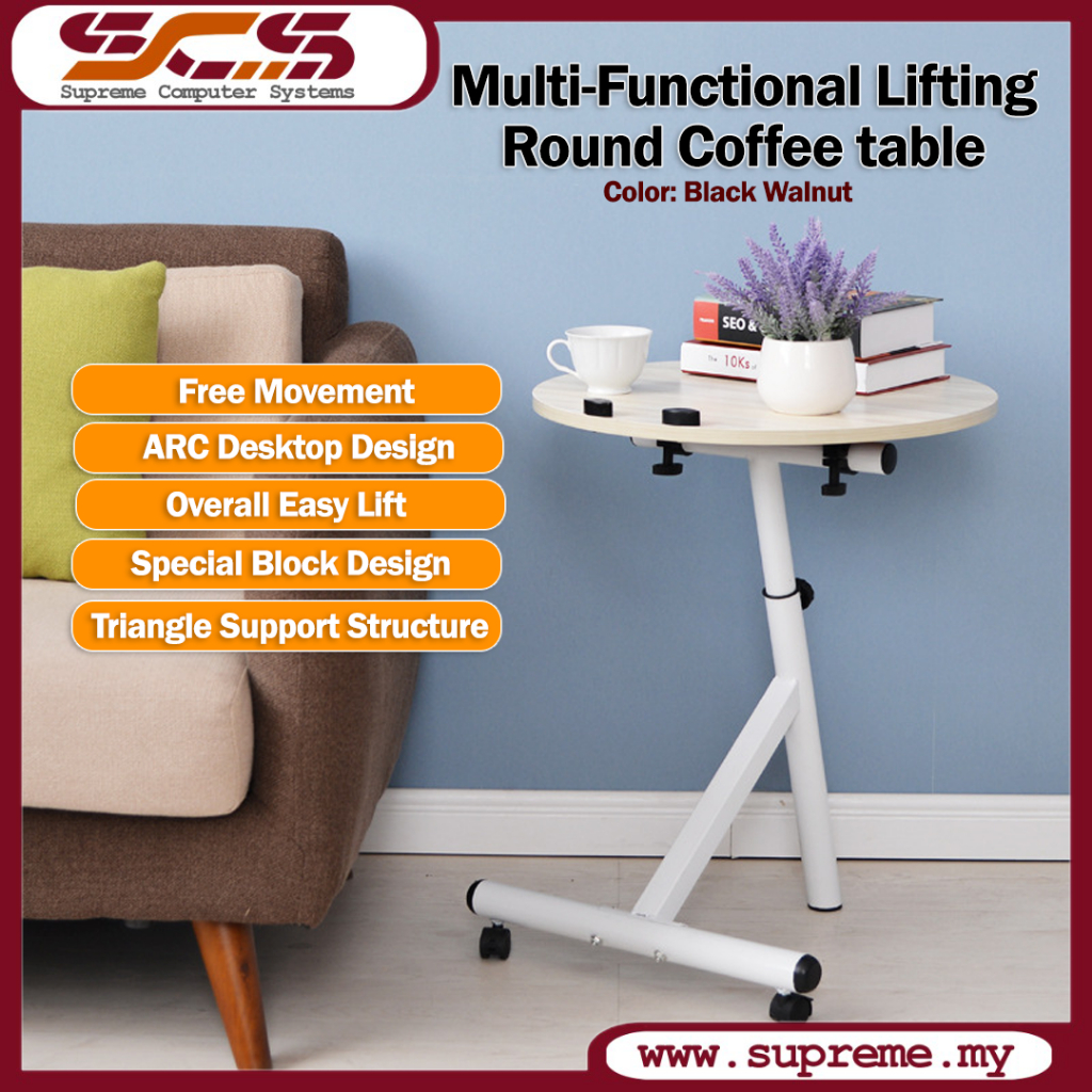 Moveable Modern Coffee Table / Multifunctional Liftable Round Coffee