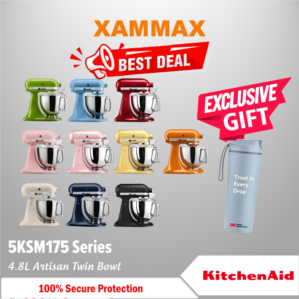 KitchenAid 5KSM175PSB 4.8L 5 Quart Artisan TiltHead Stand Mixer