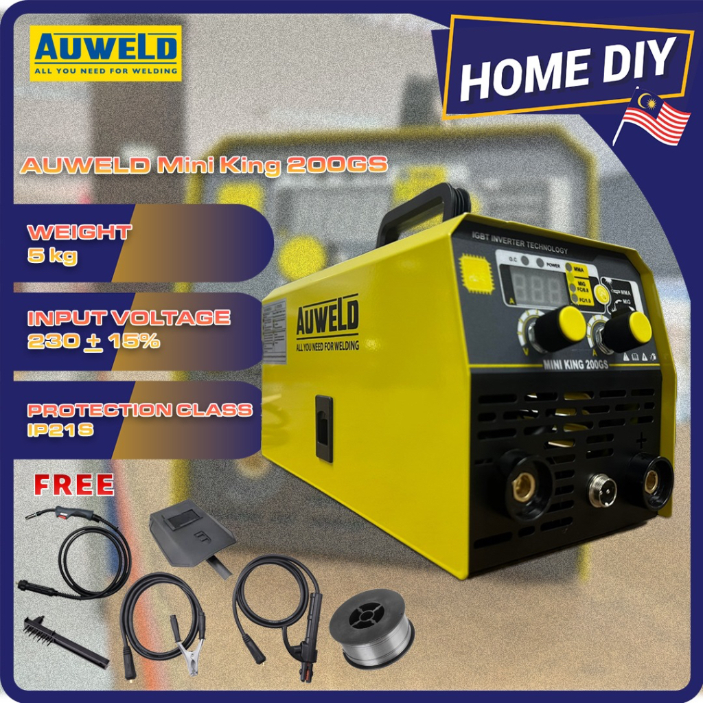 AUWELD MINI KING 200GS 2 IN 1MIG MMA GASLESS WELDING MACHINE / MMA