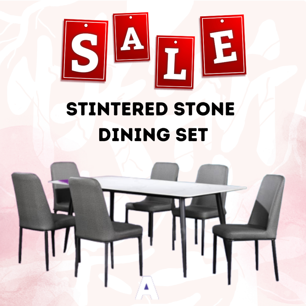 Sintered Stone Table (Fire, Heat & Scratch Resistance) Dining Set 1 Table+6 Chairs Meja makan 1 Meja +6 Kerusi