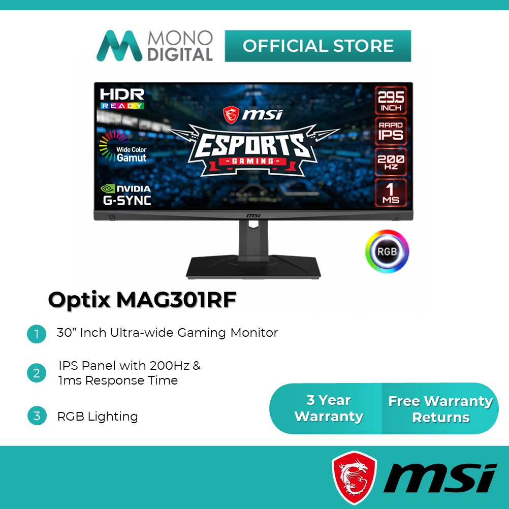 MSI Optix MAG301RF HDR RGB Gaming Monitor UltraWide 2K WQHD, KVM Switch