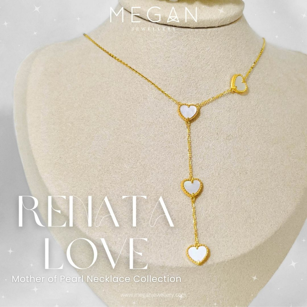 Megan Jewellery Renata Love Mother of Pearl Necklace Collection Emas 916