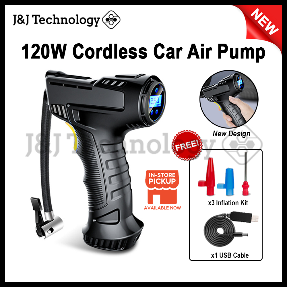 JNJ Technology 120W Cordless Car Air Pump Electric Pump Air Compressor Inflatable Pump Portable Air Pump Tayar Kerata