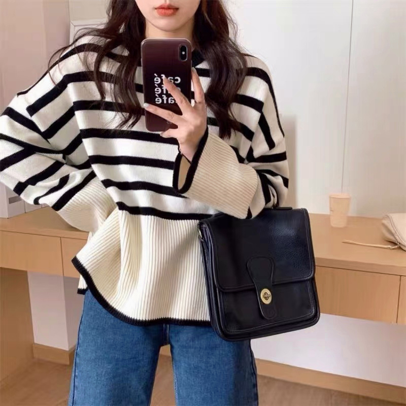 【Malaysia stock】Women Ladies O-Neck Long Sleeve Knit Top Sweaters Shirts Loose Blouse【Cherrykoko】