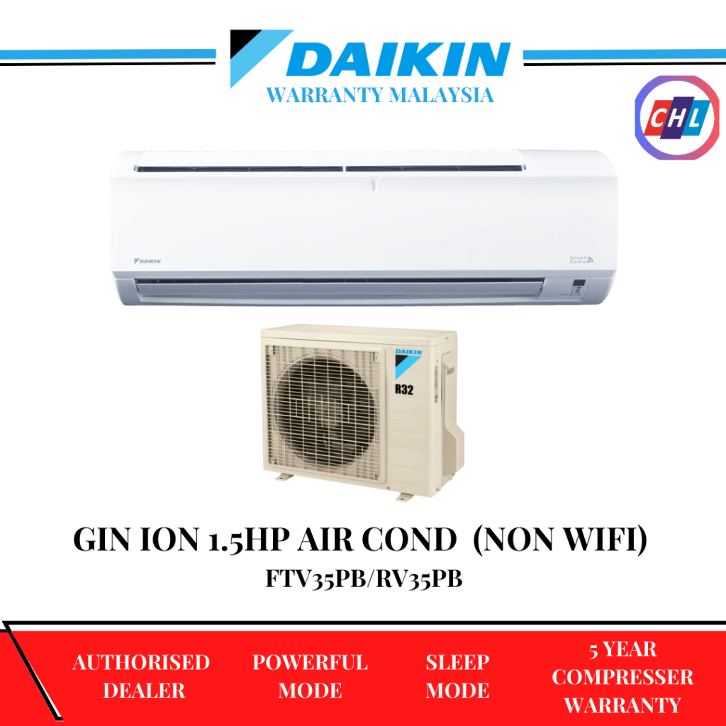 DAIKIN R32 NON INVERTER AIR CONDITIONERS 1.5HP FTV35PB/RV35PB [NO WIFI
