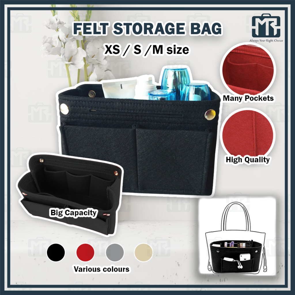 MR Felt Insert Bag felt multi-functional organizer bag travel storage makeup cosmetic bag pocket beg penganjur 中包多功能旅行收纳