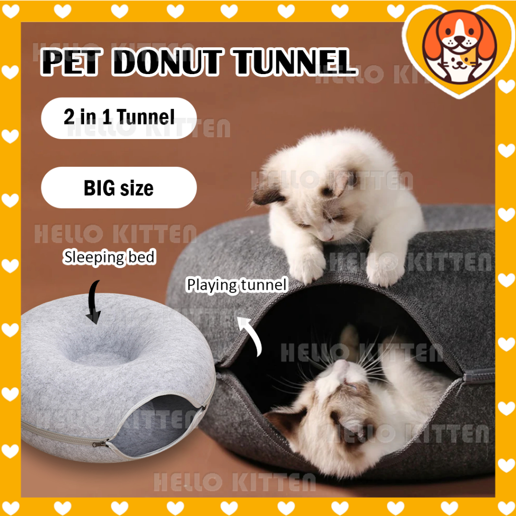 HK Pet Donut Felt Tunnel Cat Rabbit Tunnels Tubes Toy Bed Nest Fun