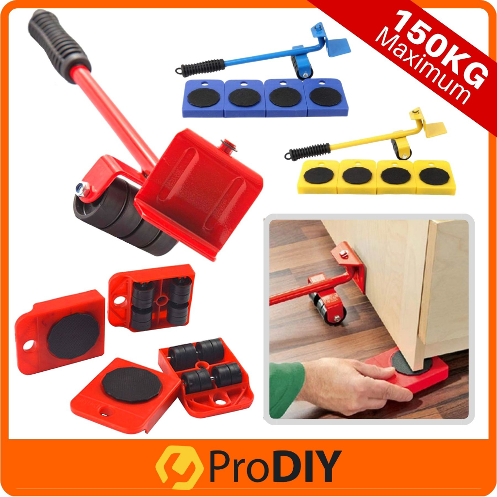 Furniture Transport Lifter Mover Tools Rolling Wheel Corner Furniture Lifter Set Alat Pindah Rumah ( Red / Black ) 家具升降器