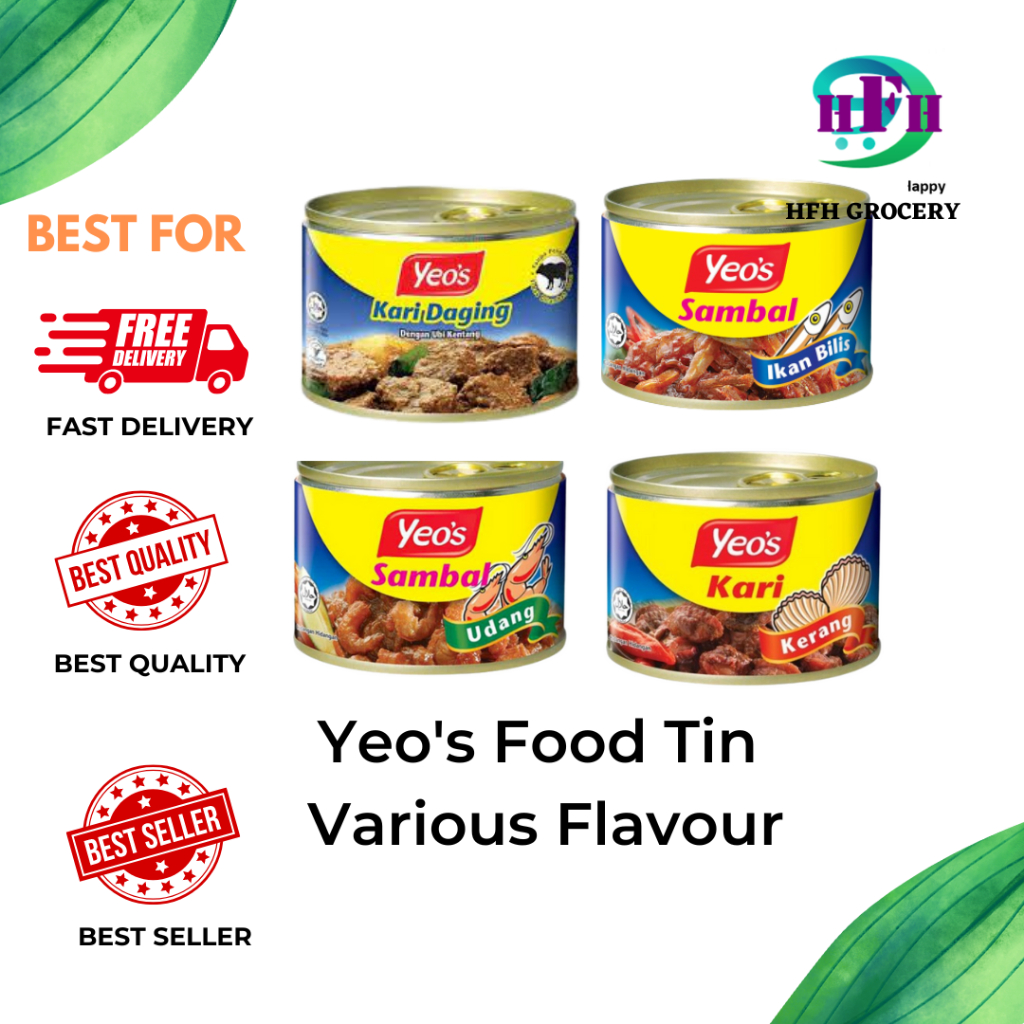 Yeo's Canned Food - Curry Cockles / Sambal Prawn / Sambal Anchovies / Meat Curry/Grilled Cockles(160gm)