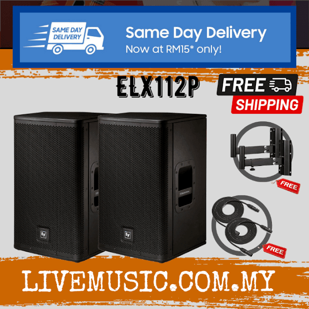 EV ElectroVoice ELX112P 1000W 12" Powered Speaker With Speaker Stand